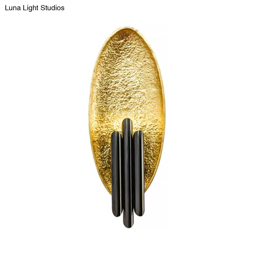 Oval Wall Sconce Lighting - Postmodern Led Resin Fixture Silver/Gold Finish 18 Height