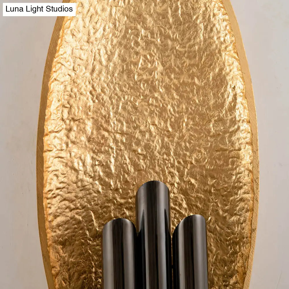 Oval Wall Sconce Lighting - Postmodern Led Resin Fixture Silver/Gold Finish 18 Height