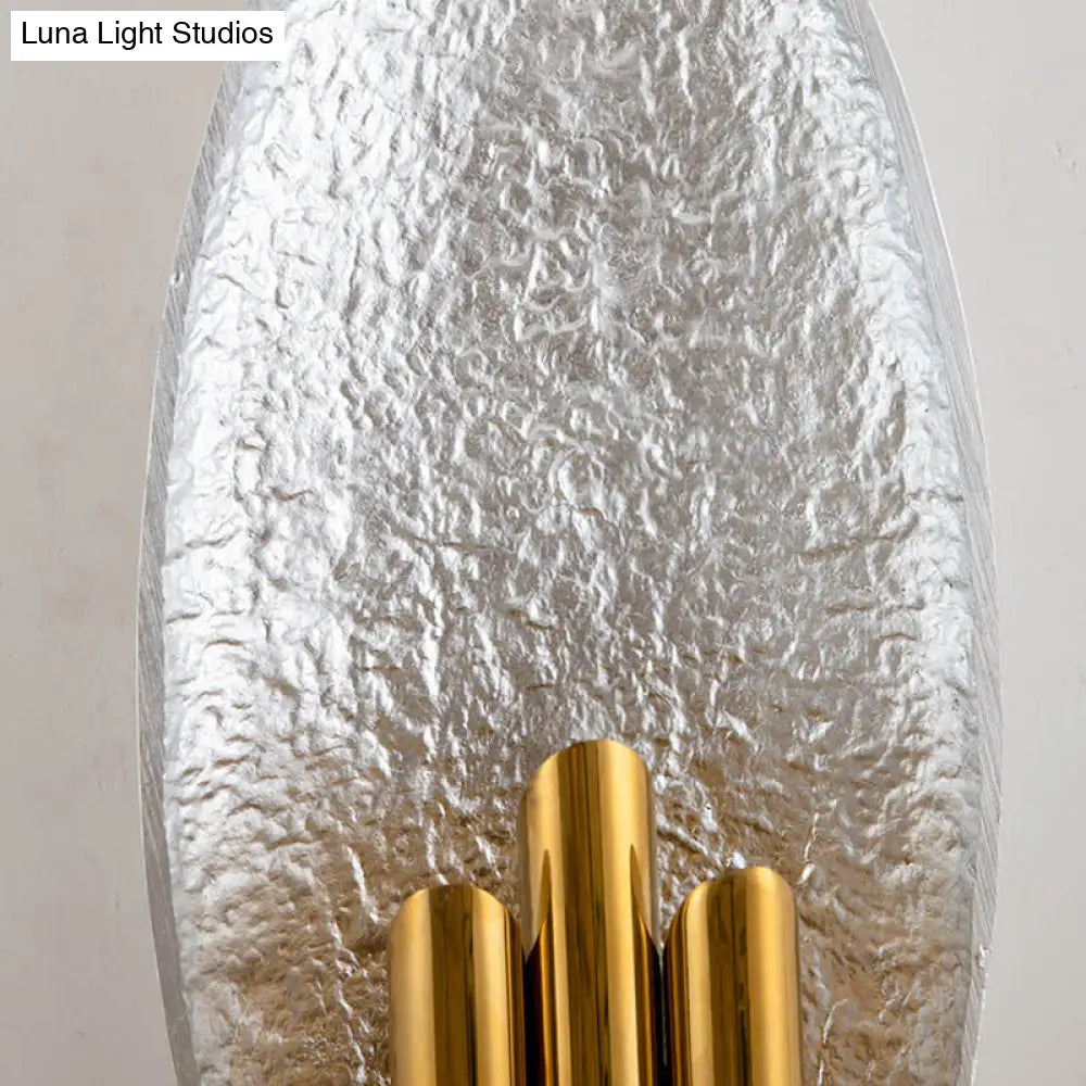 Oval Wall Sconce Lighting - Postmodern Led Resin Fixture Silver/Gold Finish 18 Height