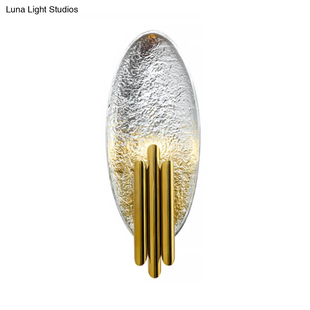 Oval Wall Sconce Lighting - Postmodern Led Resin Fixture Silver/Gold Finish 18 Height