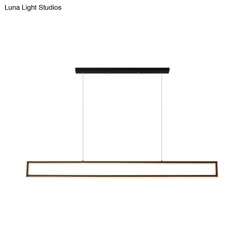 Oversized Led Island Pendant Light - Rectangular Aluminum Black Ceiling Lamp In Warm/White/Natural