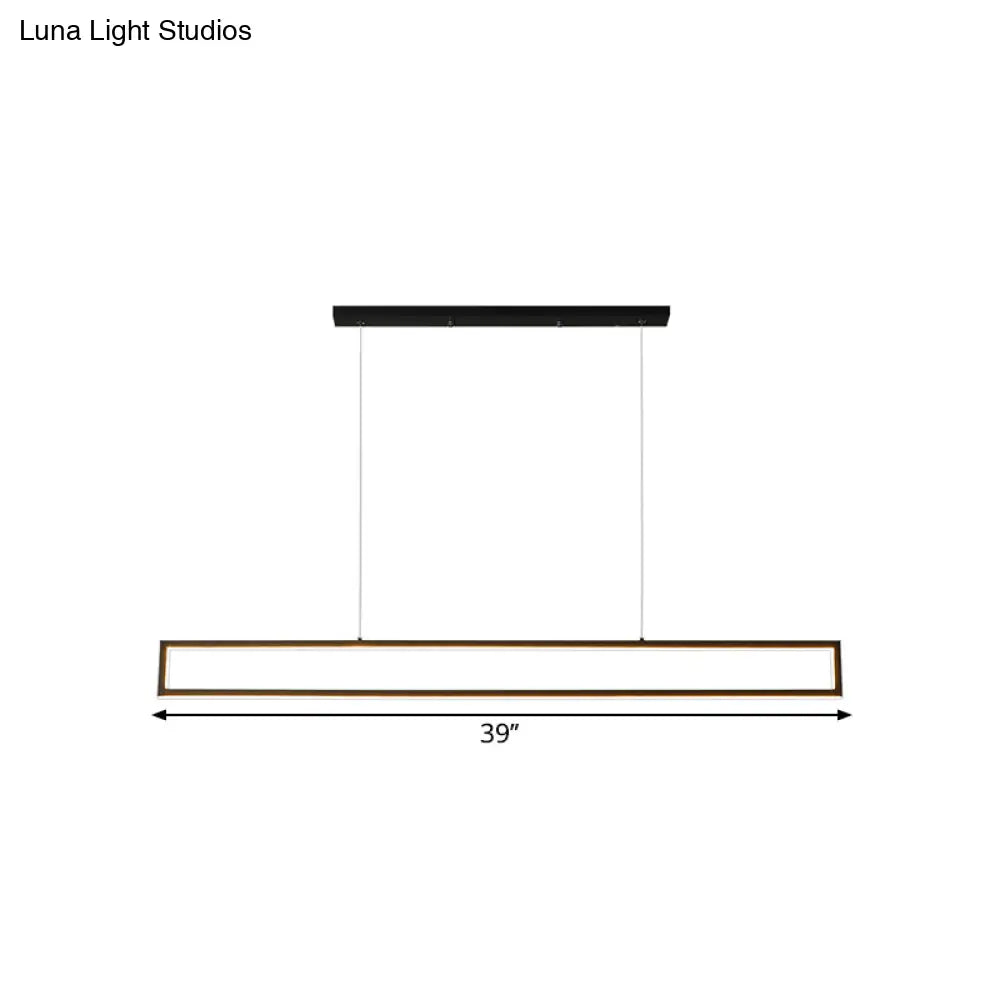 Oversized Led Island Pendant Light - Rectangular Aluminum Black Ceiling Lamp In Warm/White/Natural