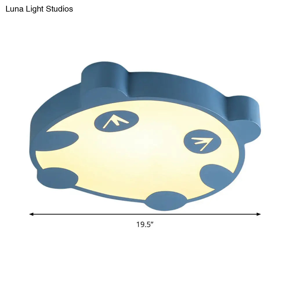Panda Flush Mount Led Ceiling Lamp For Kindergarten With Acrylic Circle Design