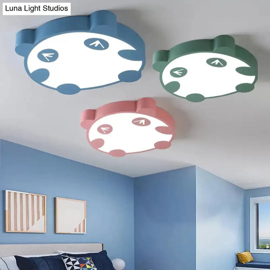 Panda Flush Mount Led Ceiling Lamp For Kindergarten With Acrylic Circle Design