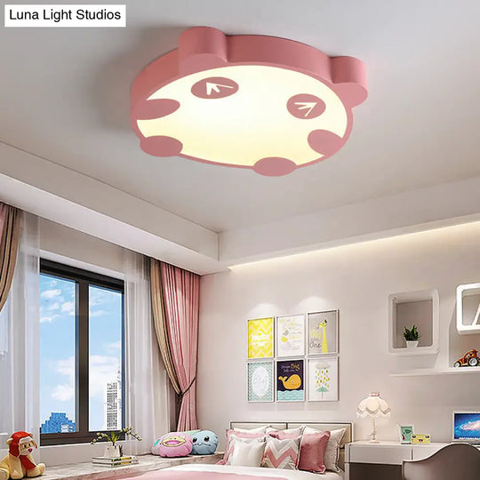 Panda Flush Mount Led Ceiling Lamp For Kindergarten With Acrylic Circle Design Pink / 16