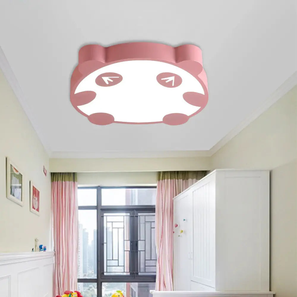 Panda Flush Mount Led Ceiling Lamp For Kindergarten With Acrylic Circle Design Pink / 19.5’