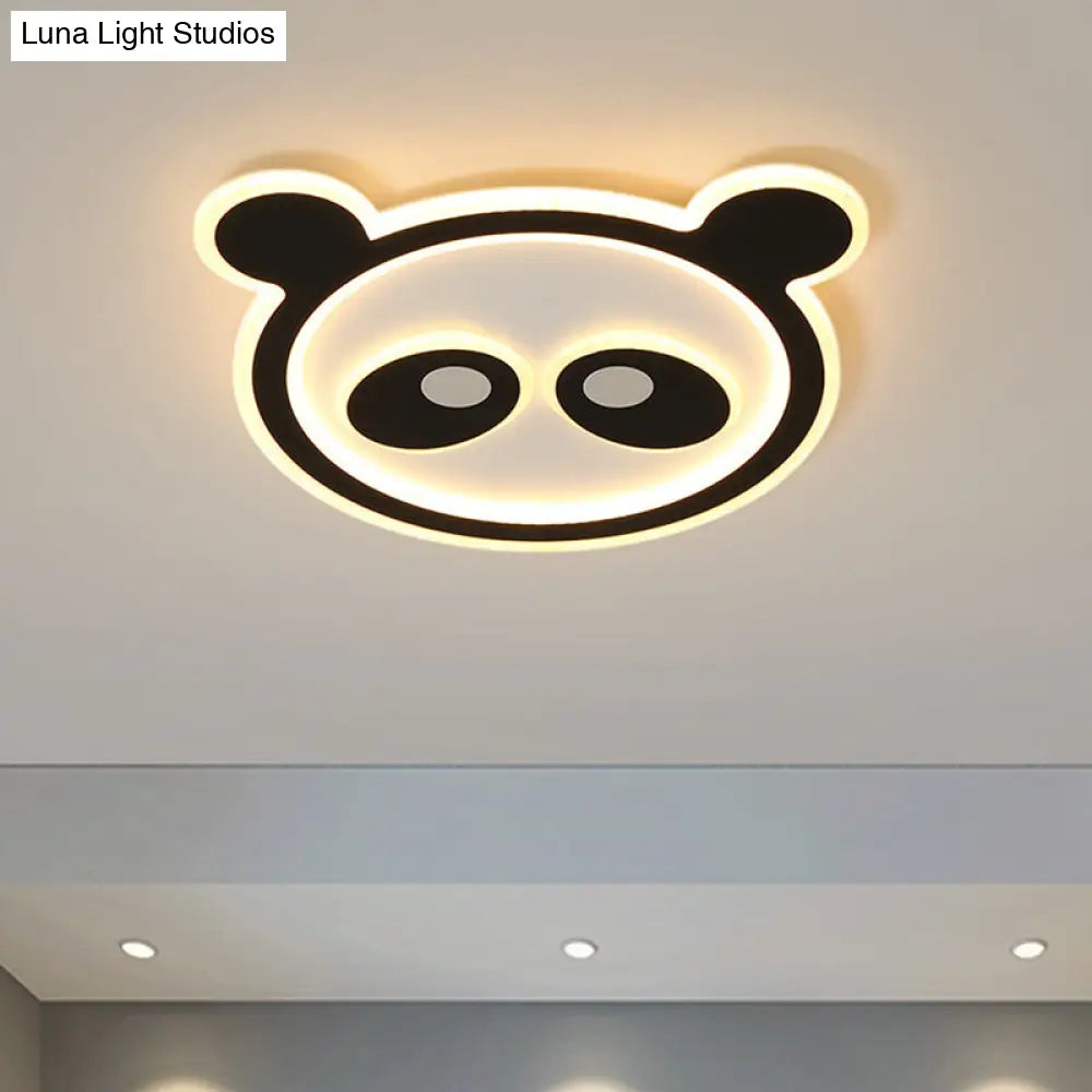 Panda Led Acrylic Cartoon Ceiling Light For Kids Bedroom In Warm/White Black / Warm