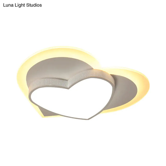 Pastel Heart Flush Light: Acrylic Led Ceiling Mount For Macaron Lovers (White/Pink/Yellow)