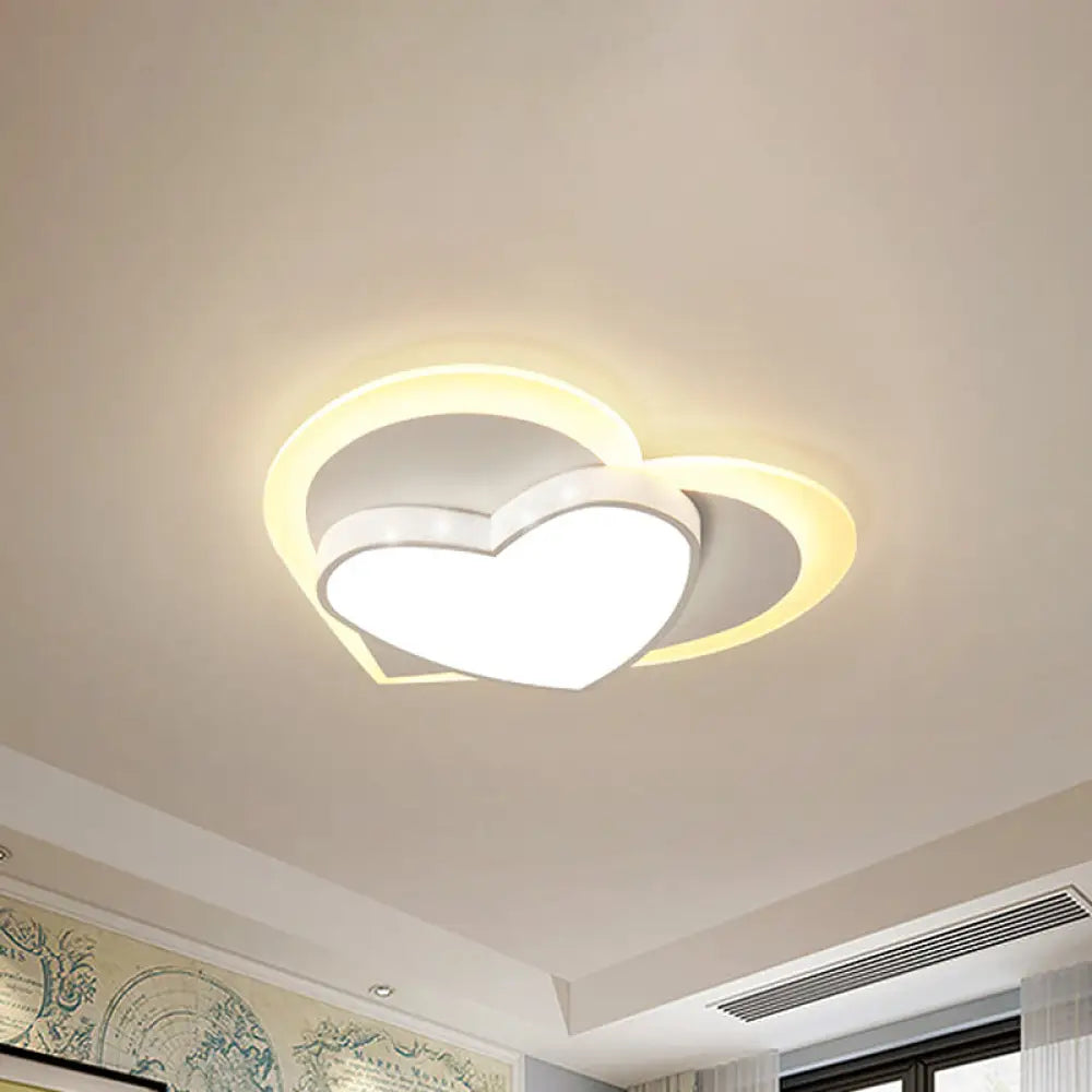 Pastel Heart Flush Light: Acrylic Led Ceiling Mount For Macaron Lovers (White/Pink/Yellow) White