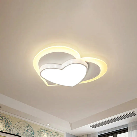 Pastel Heart Flush Light: Acrylic Led Ceiling Mount For Macaron Lovers (White/Pink/Yellow) White