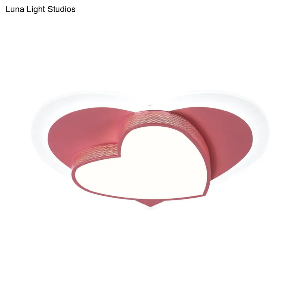 Pastel Heart Flush Light: Acrylic Led Ceiling Mount For Macaron Lovers (White/Pink/Yellow)