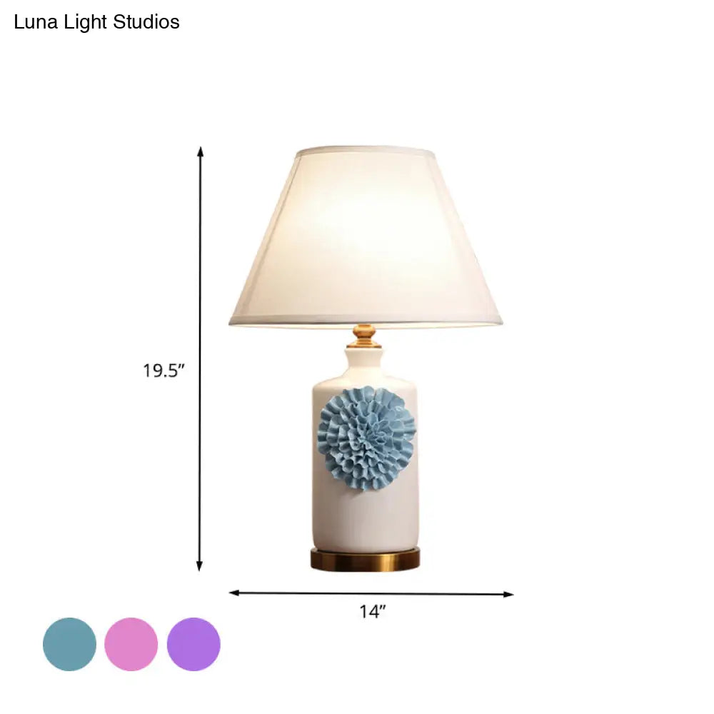 Pastoral Metal Nightstand Lamp For Bedroom - 19.5/23.5 Long 1 Bulb Cone/Bell Table Light In Sky