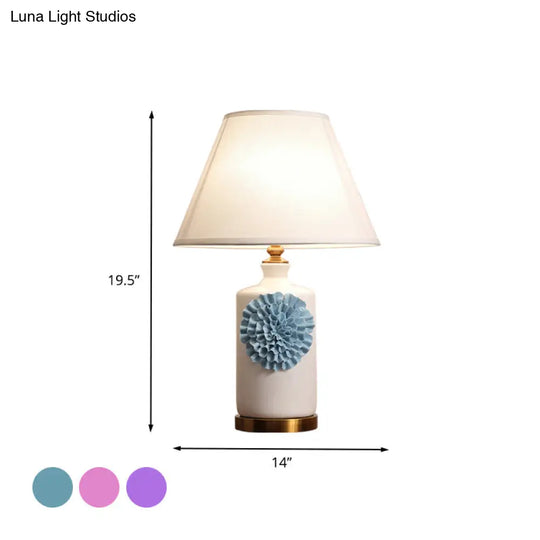 Pastoral Metal Nightstand Lamp For Bedroom - 19.5/23.5 Long 1 Bulb Cone/Bell Table Light In Sky