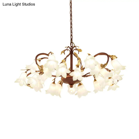 Pastoral Style Metal Chandelier Light - Tulip/Lily 25-Bulb Led Pendant Lamp In Brass For Living Room