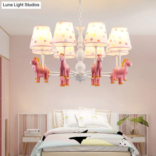 Patterned Fabric Shade Zebra Kids Chandelier Pendant Light For Bedroom