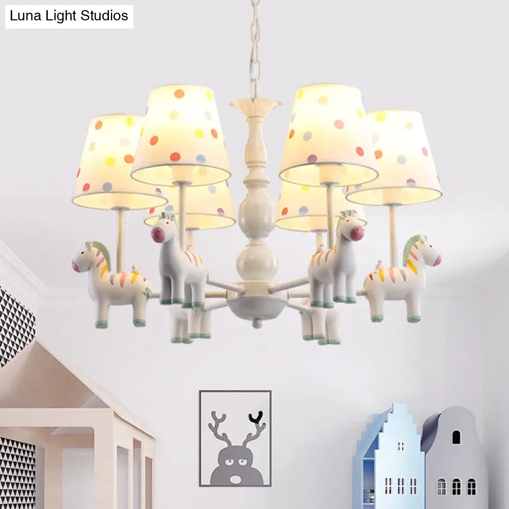 Patterned Fabric Shade Zebra Kids Chandelier Pendant Light For Bedroom