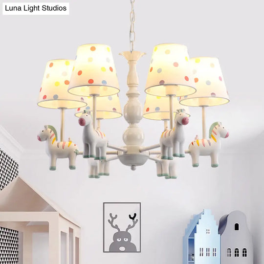 Patterned Fabric Shade Zebra Kids Chandelier Pendant Light For Bedroom