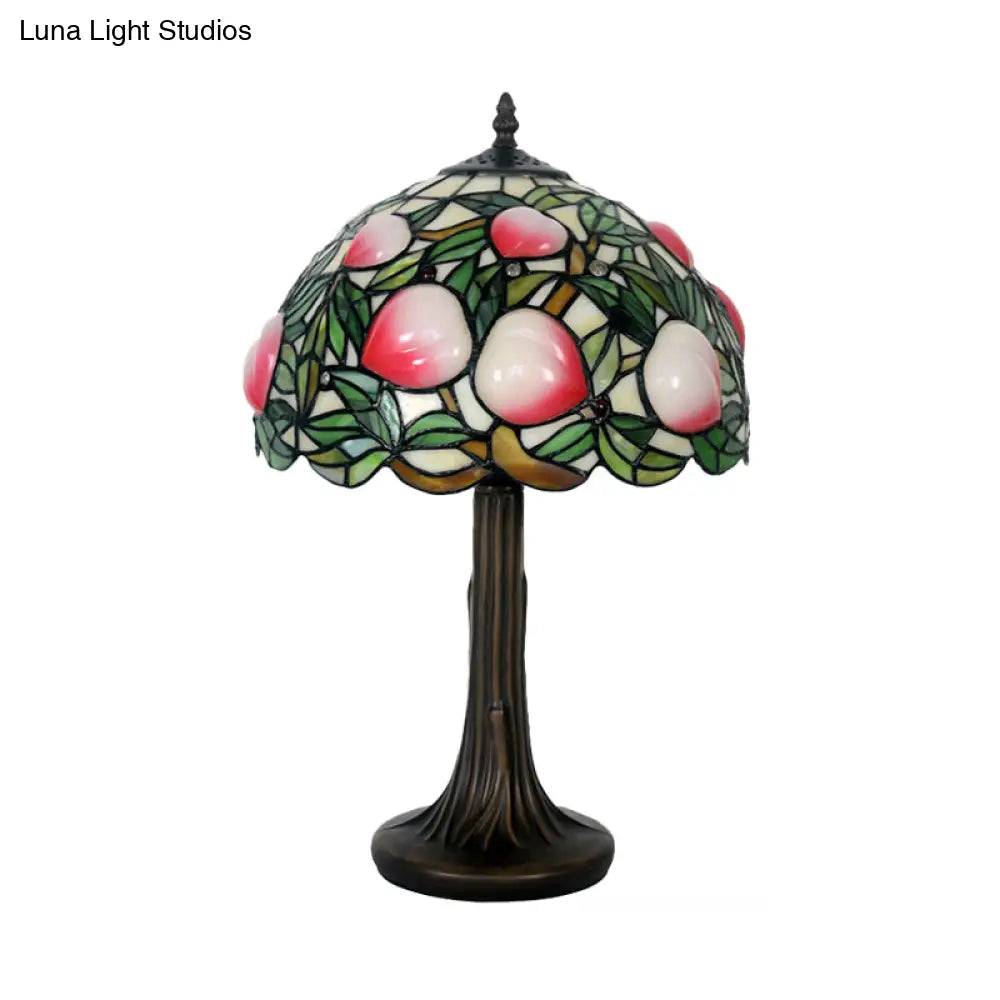 Pauline - Peach Stained Glass Night Lamp: Tiffany-Style Coffee Table Light