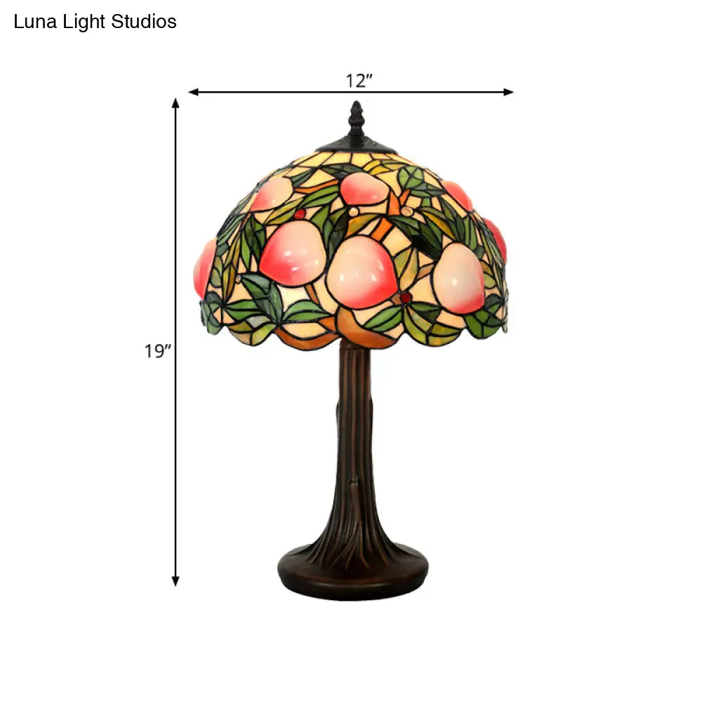 Pauline - Peach Stained Glass Night Lamp: Tiffany-Style Coffee Table Light