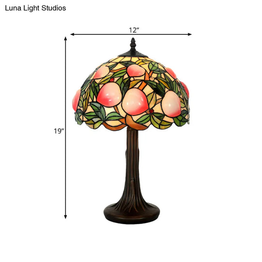 Pauline - Peach Stained Glass Night Lamp: Tiffany-Style Coffee Table Light