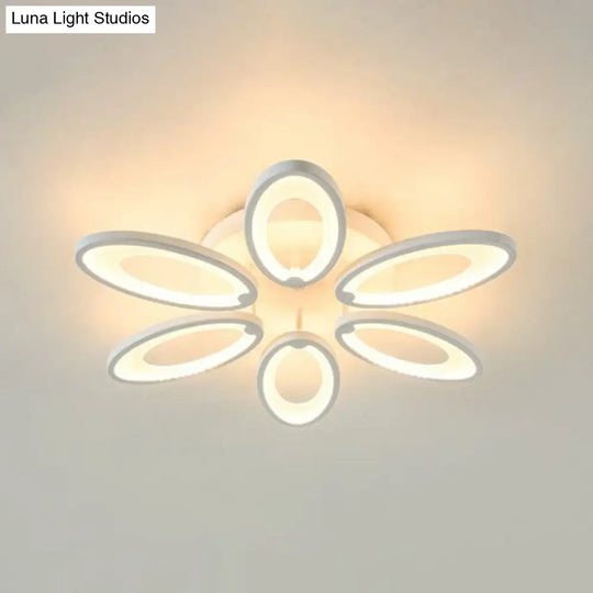 Peacock Ceiling Mounted Led Light: Minimalist Acrylic Semi Flush Mount For Living Room In White 6 /