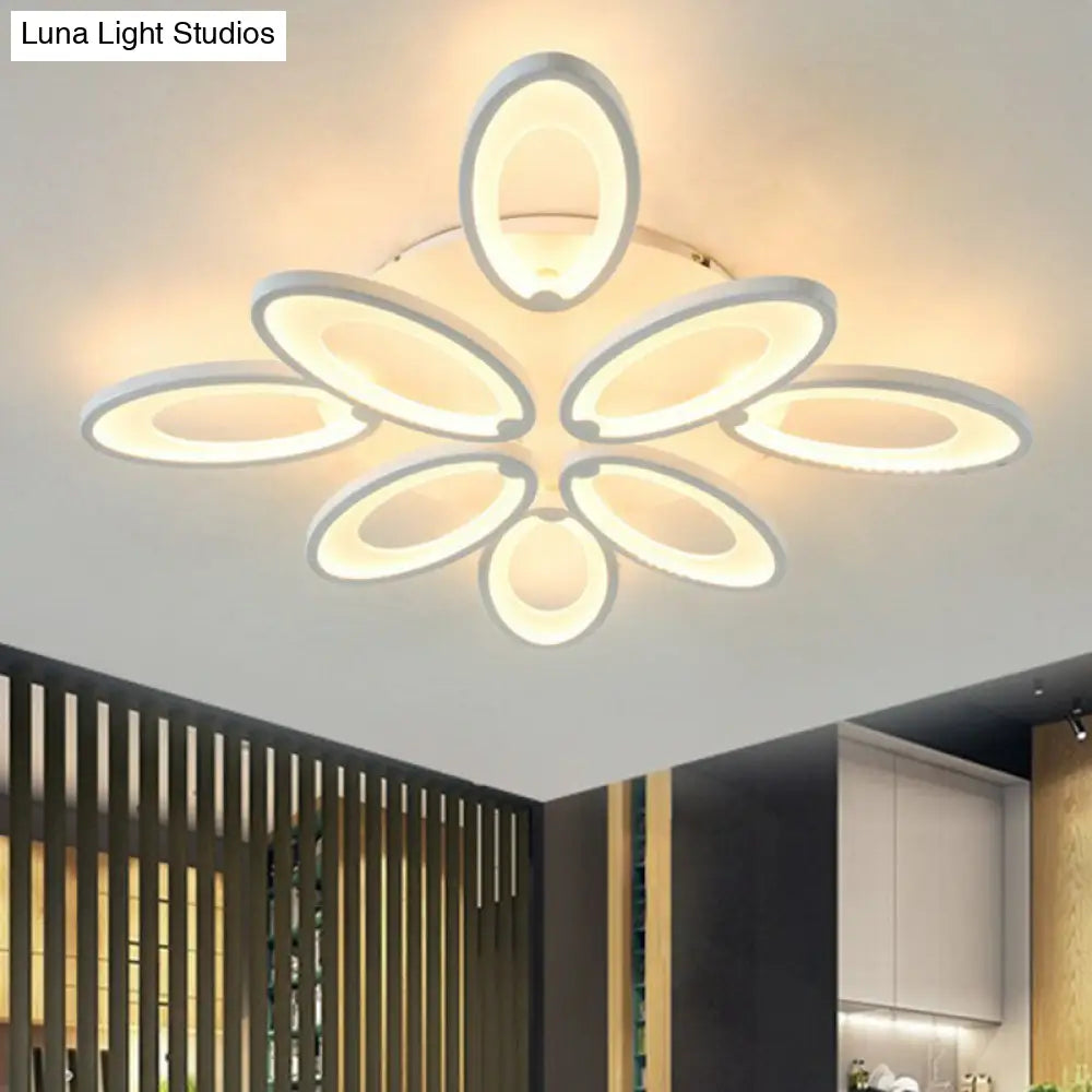 Peacock Ceiling Mounted Led Light: Minimalist Acrylic Semi Flush Mount For Living Room In White 8 /