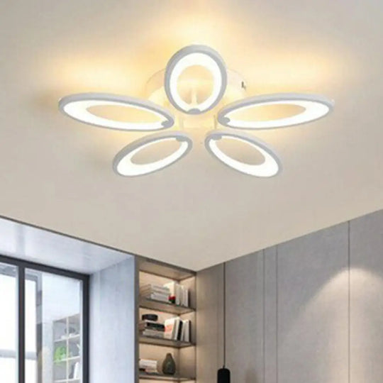 Peacock Ceiling Mounted Led Light: Minimalist Acrylic Semi Flush Mount For Living Room In White 5 /