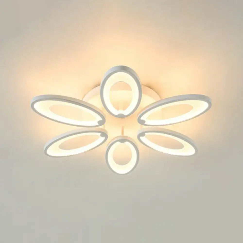 Peacock Ceiling Mounted Led Light: Minimalist Acrylic Semi Flush Mount For Living Room In White 6 /