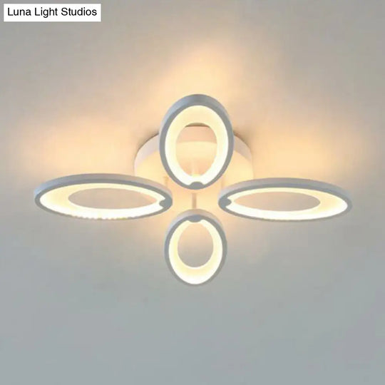 Peacock Ceiling Mounted Led Light: Minimalist Acrylic Semi Flush Mount For Living Room In White 4 /