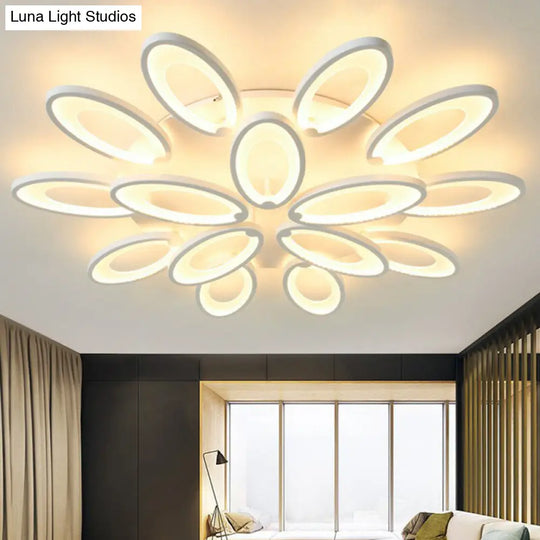 Peacock Ceiling Mounted Led Light: Minimalist Acrylic Semi Flush Mount For Living Room In White