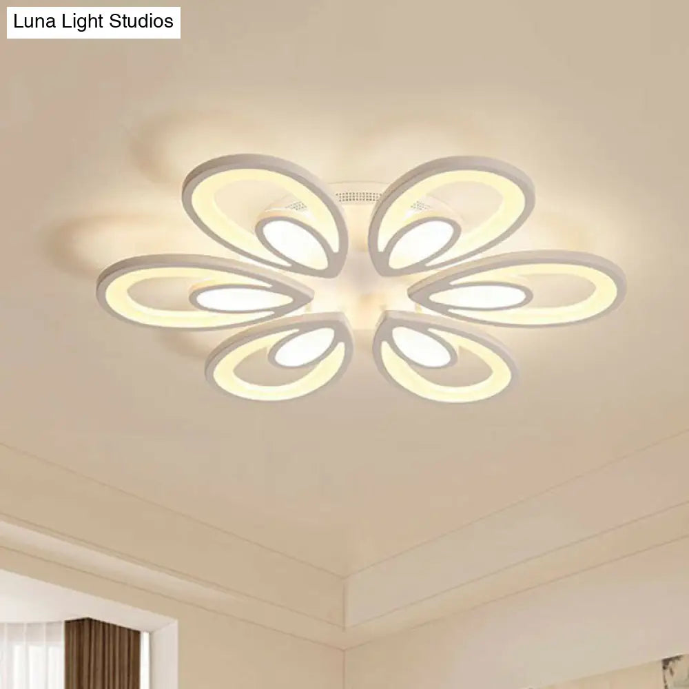Peacock Led Semi Flush Light - Acrylic Simplicity White Ceiling Mount Ideal For Living Room 6 / Warm