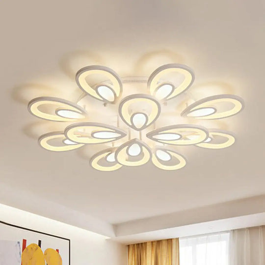 Peacock Led Semi Flush Light - Acrylic Simplicity White Ceiling Mount Ideal For Living Room 12 /
