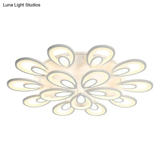 Peacock Led Semi Flush Light - Acrylic Simplicity White Ceiling Mount Ideal For Living Room