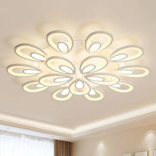 Peacock Led Semi Flush Light - Acrylic Simplicity White Ceiling Mount Ideal For Living Room 15 /