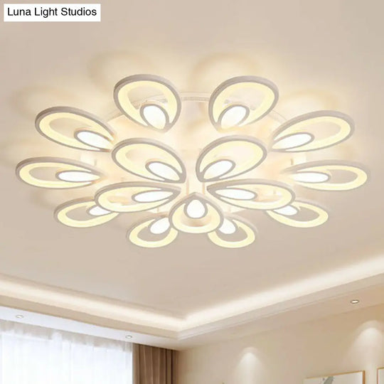 Peacock Led Semi Flush Light - Acrylic Simplicity White Ceiling Mount Ideal For Living Room 15 /