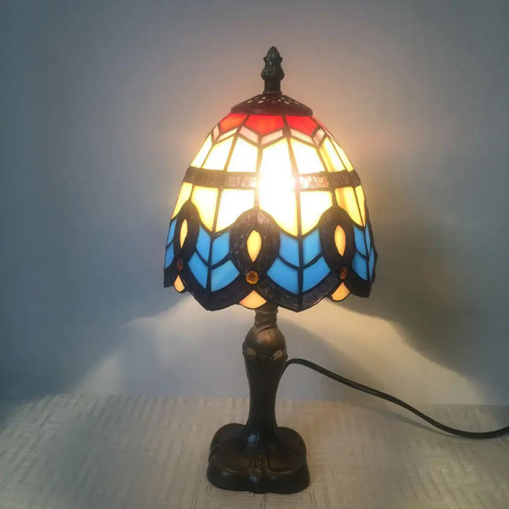 Peacock Stained Glass Desk Light - Classic Tiffany Design For Study Room Black