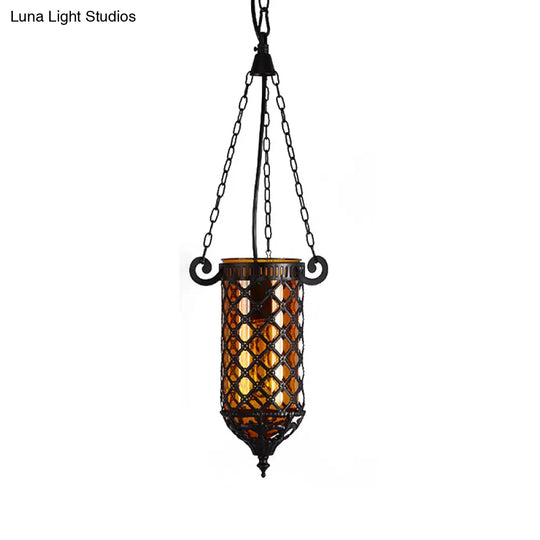 Pencil Glass Pendant Lamp - Antique Hanging Light Fixture With Blue/Green/Purple Tones For Living