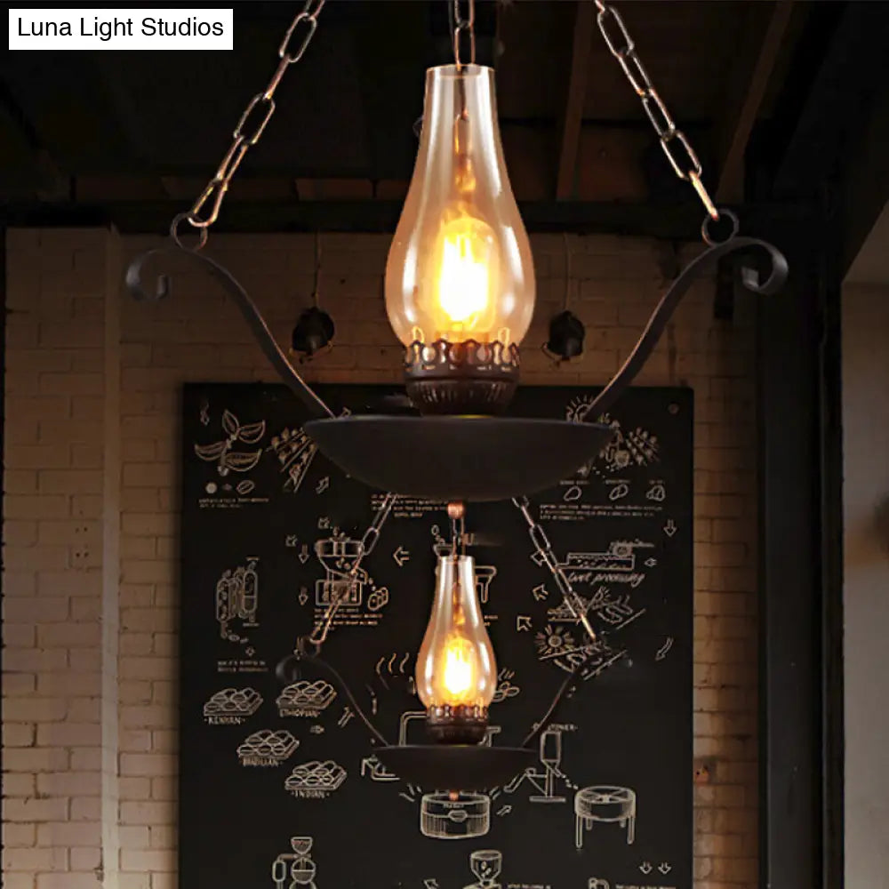 Clear Glass Restaurant Pendant Light - Elegant Cup Shape With 1-Bulb And Black Chain Design