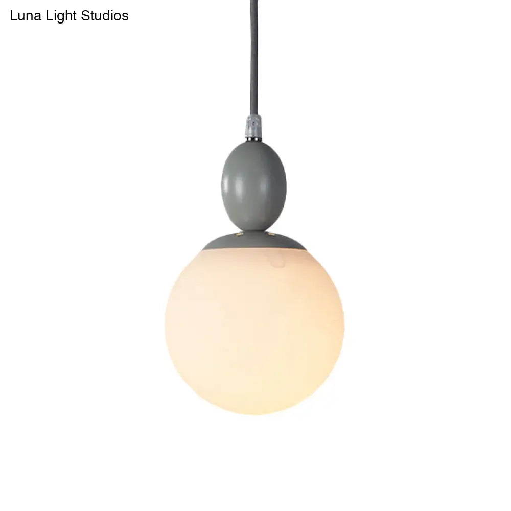 Pendulum Glass Pendant Lighting - Post-Modern 1 Light Hanging Lamp In White With Grey/Blue/Green