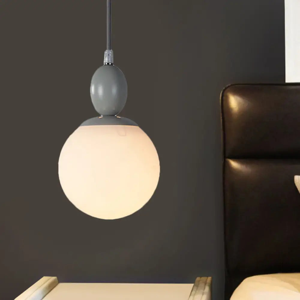 Pendulum White Glass Pendant Light: Post-Modern 1-Light Grey/Blue/Green Hanging Lamp Grey