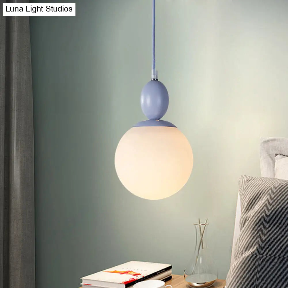 Pendulum Glass Pendant Lighting - Post-Modern 1 Light Hanging Lamp In White With Grey/Blue/Green