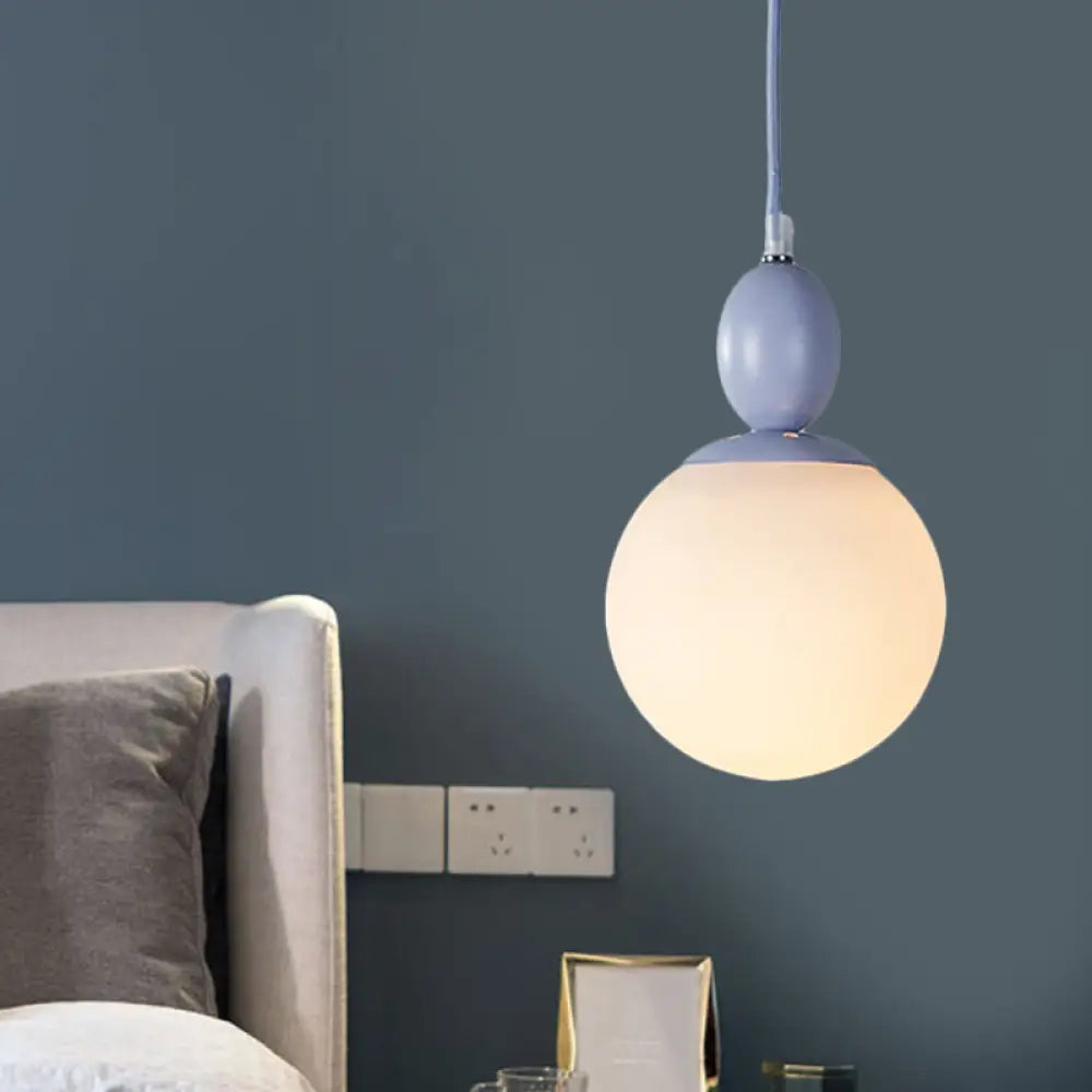 Pendulum White Glass Pendant Light: Post-Modern 1-Light Grey/Blue/Green Hanging Lamp Blue