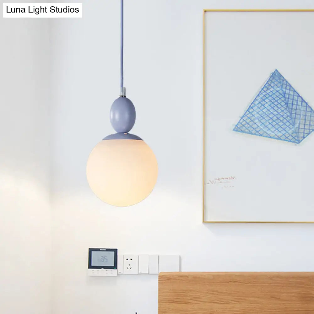 Pendulum Glass Pendant Lighting - Post-Modern 1 Light Hanging Lamp In White With Grey/Blue/Green