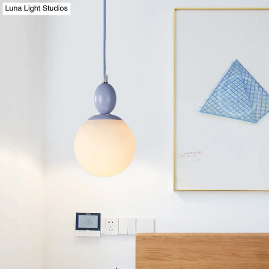 Pendulum Glass Pendant Lighting - Post-Modern 1 Light Hanging Lamp In White With Grey/Blue/Green