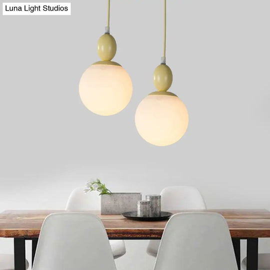 Pendulum Glass Pendant Lighting - Post-Modern 1 Light Hanging Lamp In White With Grey/Blue/Green