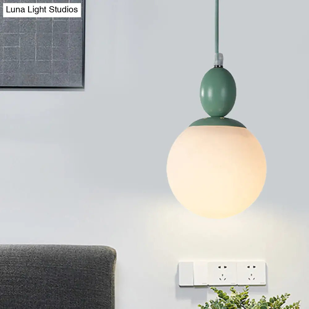 Pendulum Glass Pendant Lighting - Post-Modern 1 Light Hanging Lamp In White With Grey/Blue/Green