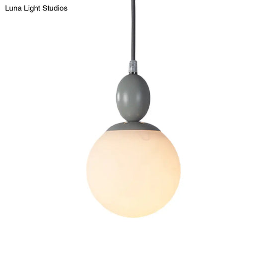 Pendulum White Glass Pendant Light: Post-Modern 1-Light Grey/Blue/Green Hanging Lamp