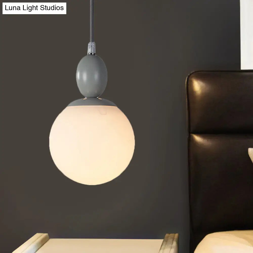 Pendulum Glass Pendant Lighting - Post-Modern 1 Light Hanging Lamp In White With Grey/Blue/Green