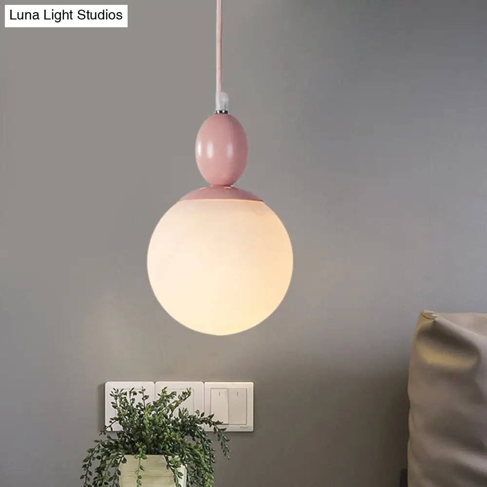 Pendulum White Glass Pendant Light: Post-Modern 1-Light Grey/Blue/Green Hanging Lamp