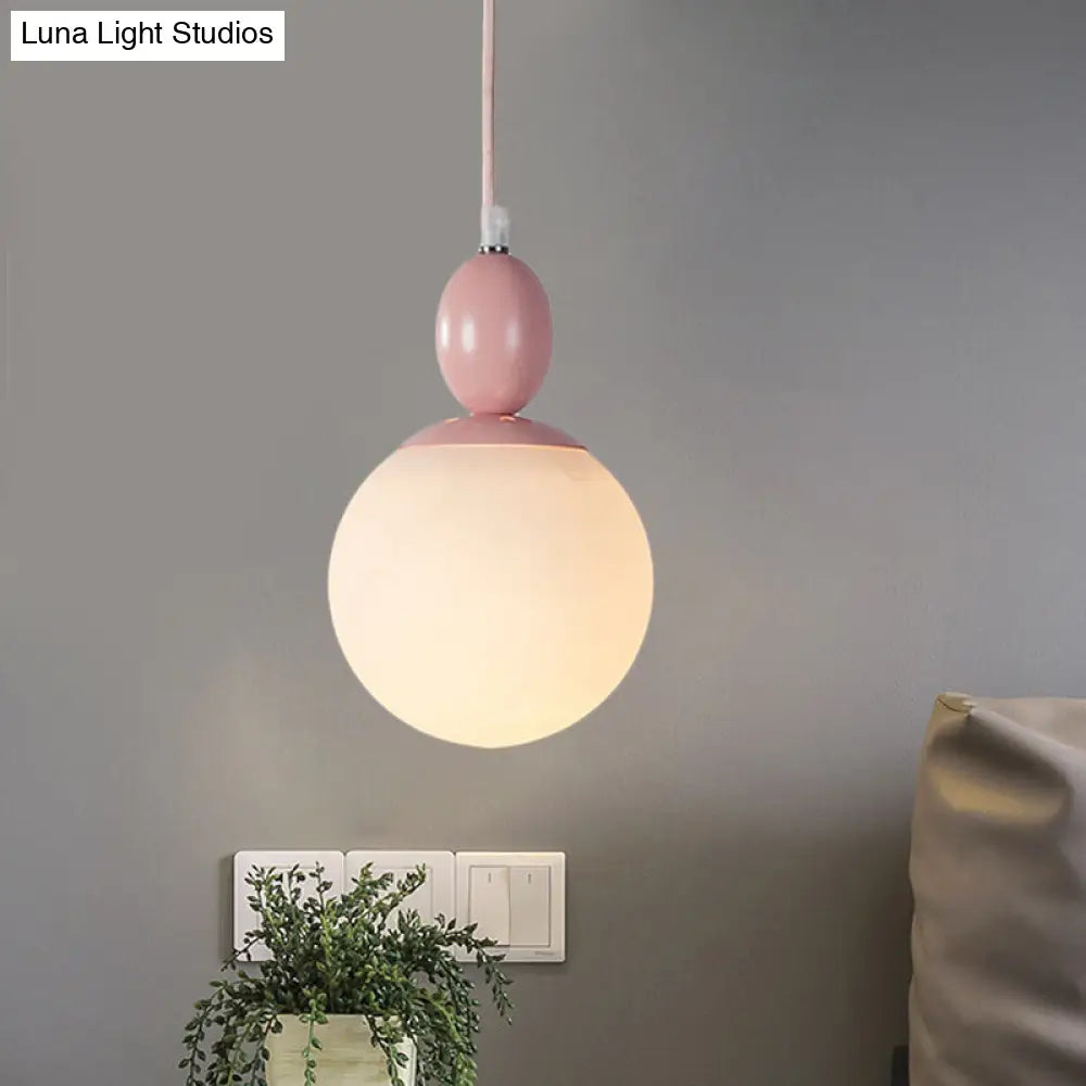 Pendulum Glass Pendant Lighting - Post-Modern 1 Light Hanging Lamp In White With Grey/Blue/Green